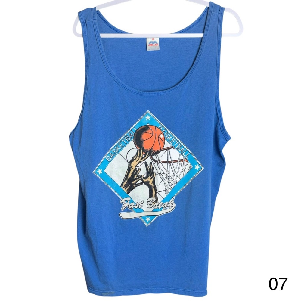 miller mens xl vintage sleeveless blue fastbreak basketball printed usa shirt